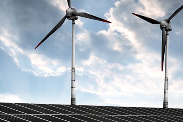 solar energy panels and wind turbines